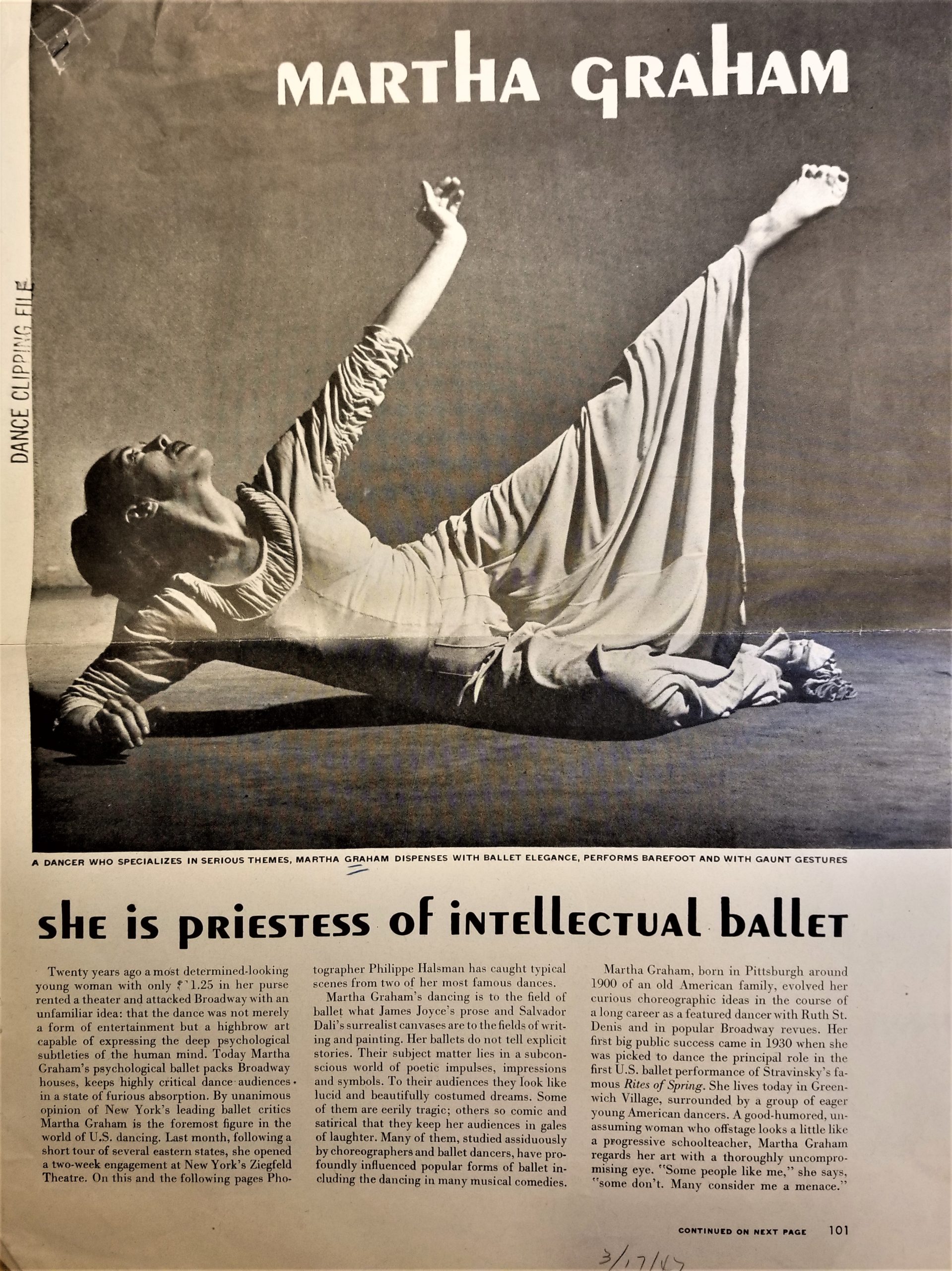 EVENTS – FOR NB’s MARTHA GRAHAM
